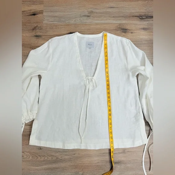 RAILS Myra Tie Neck Linen Top In White Size M-L - Picture 8 of 10
